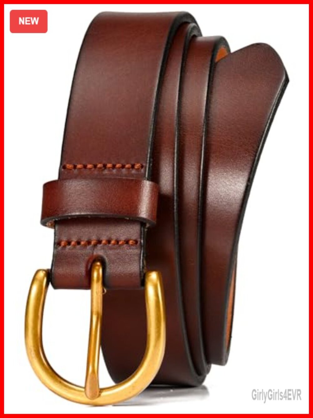 Womens Italian Full Grain Leather Dress Belt Gold Buckle